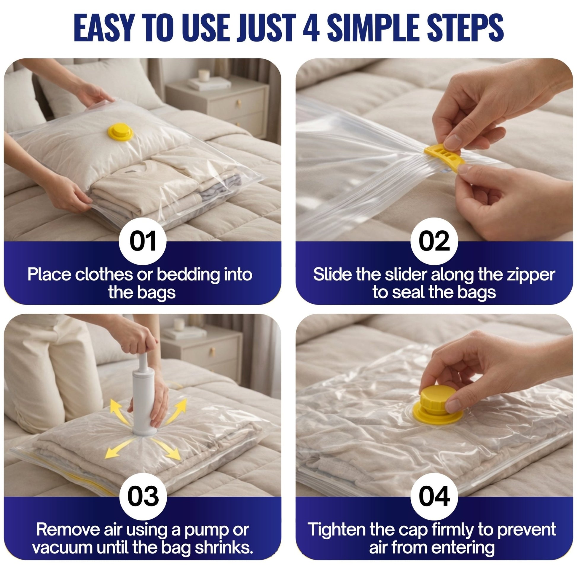 6 Large and 6 Jumbo Space Saver Vacuum Storage Bags with 2 Free Hand Pump - JEKUU