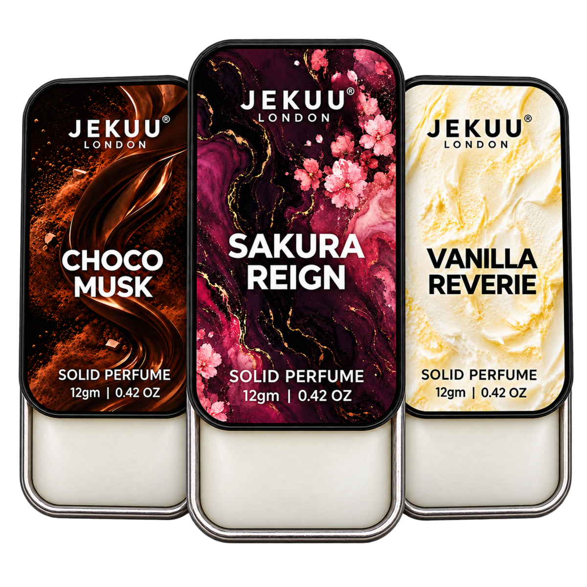 Trio – Solid Perfume Set Choco Musk, Sakura Reign & Vanilla Reverie Pack 3