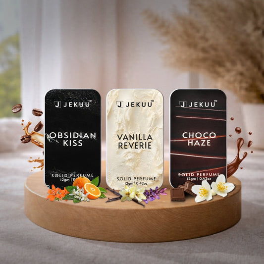 Luxury solid perfumes in sleek, pocket-sized tins—perfectly portable and long-lasting for every occasion.