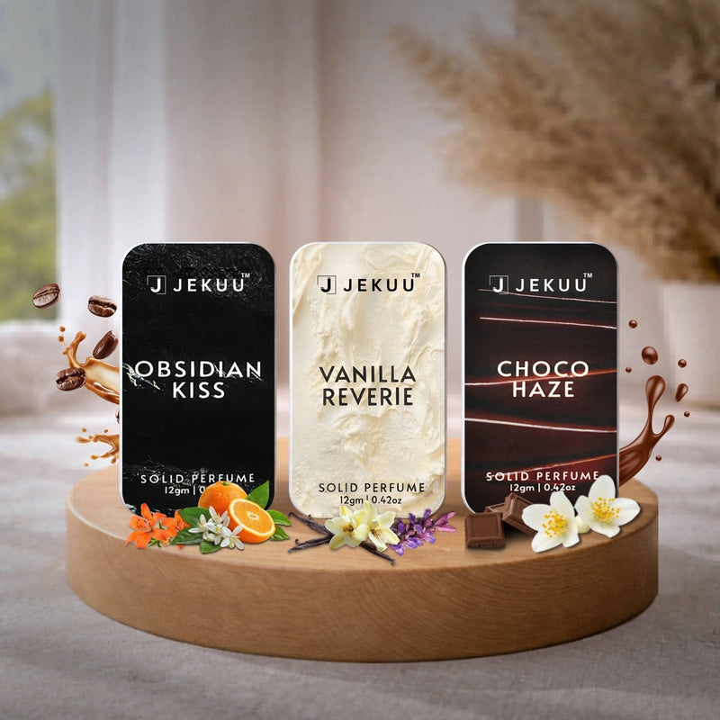 Luxury solid perfumes in sleek, pocket-sized tins—perfectly portable and long-lasting for every occasion.