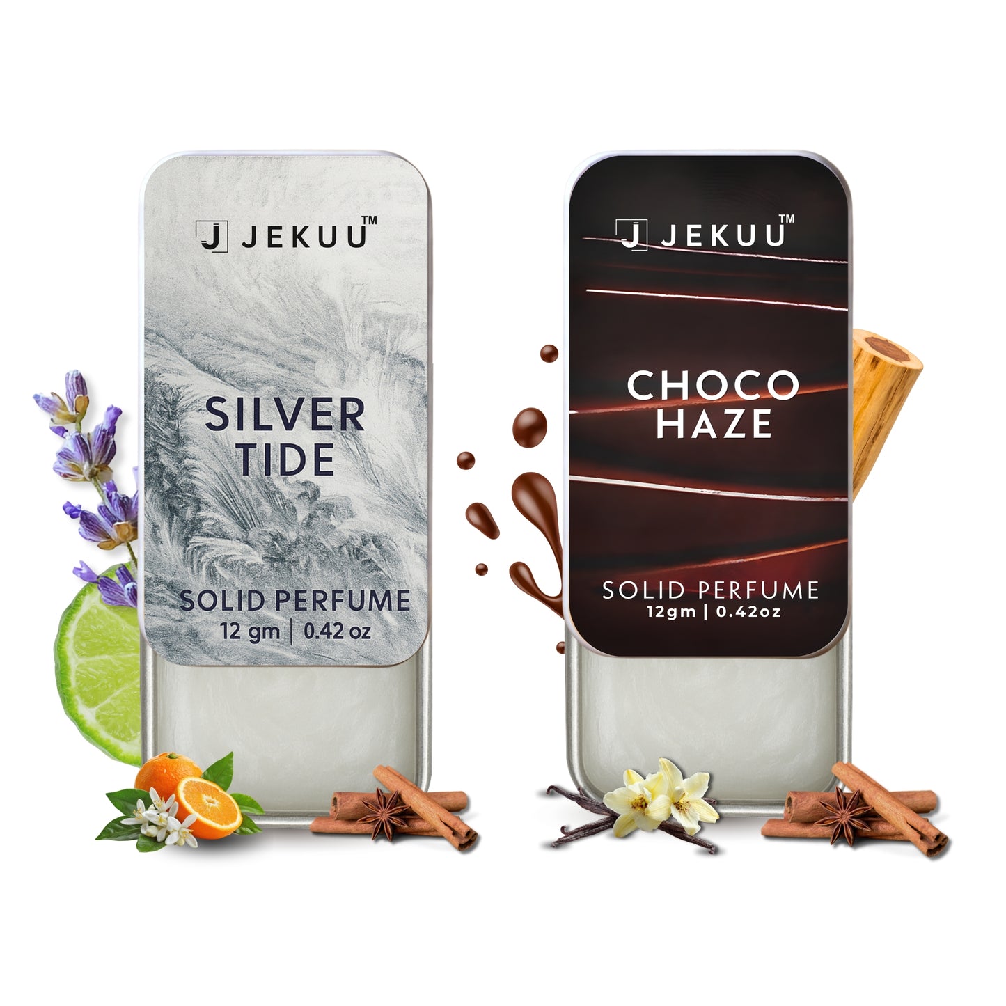 Dual Combo Silver Tide and Choco Haze Solid perfumes