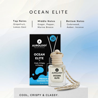 Aurology Allure Bloom & Ocean Elite & White Musk Car Freshener Diffuser Car Hanging Perfume (Pack of 3)12ml