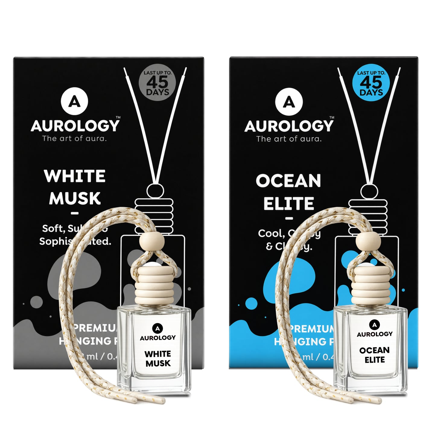 AUROLOGY White Musk & Ocean Elite Car  Hanging Pack of 2 (24ml)