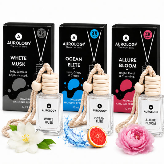 Allure Bloom & Ocean Elite & White Musk Car Hanging Perfume Pack of 3