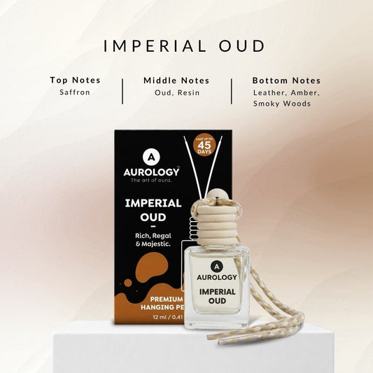 Aurology Noir Vanilla, Imperial Oud & White Musk Car Freshener Diffuser Car Hanging Perfume 12ml (Pack of 3) | Long Lasting Luxury Car Air Freshener Diffuser | Premium Glass Bottle with Wooden Cap | Warm Vanilla, Woody & Musk Auto Car Accessories - JEKUU