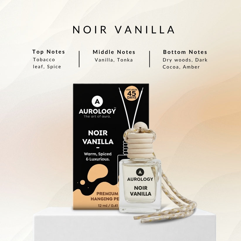 Aurology Noir Vanilla, Imperial Oud & White Musk Car Freshener Diffuser Car Hanging Perfume 12ml (Pack of 3)