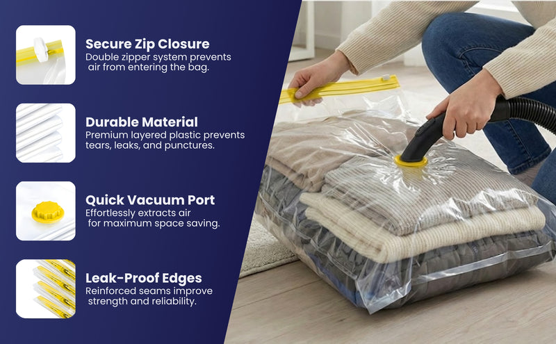 Vacuum Storage Bags Pack of 9 (3 Jumbo/3 Large/3 Medium) with Free Hand Pump
