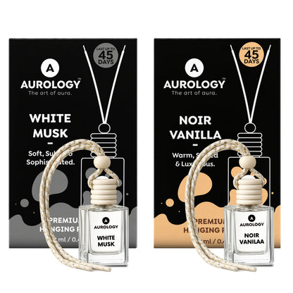 Aurology  White Musk & Noir Vanilla  Car Hanging  Pack of 2 (24 ml )