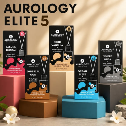 Aurology Allure Bloom & Ocean Elite & White Musk Car Freshener Diffuser Car Hanging Perfume (Pack of 3)12ml