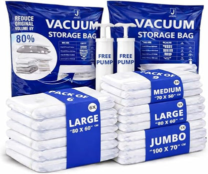 Vacuum Storage Bags Combo Pack with 2 Free Pumps - JEKUU