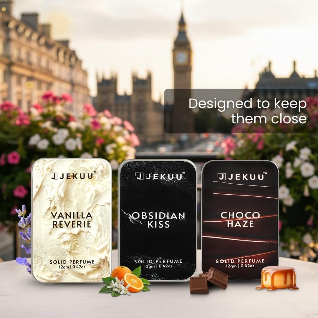 Elegant, travel-ready solid perfumes designed to keep your favorite signature scents close all day.