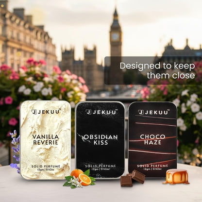 Elegant, travel-ready solid perfumes designed to keep your favorite signature scents close all day.