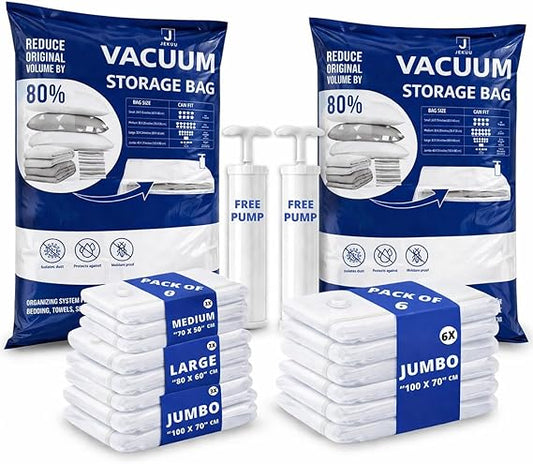 Vacuum Storage Bags Combo Pack with 2 Free Pumps - JEKUU