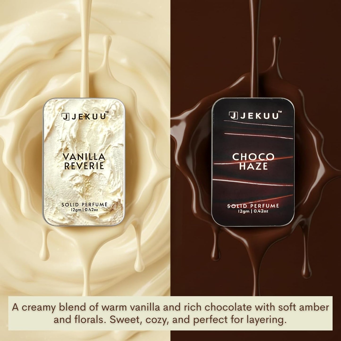 Creamy, sweet blend of warm vanilla and rich chocolate, perfect for layering your scent.