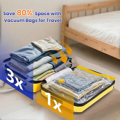 Vacuum Storage Bags Pack of 9 (3 Jumbo/3 Large/3 Medium) with Free Hand Pump - JEKUU