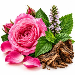 White Musk , Damask Rose ,Powdery Iris, Patchouli